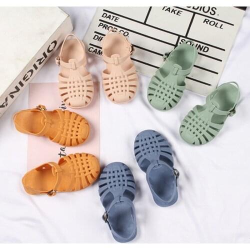 Baby Gladiator Sandals Breathable Hollow Outdoor Shoes PVC Summer Kids Shoes 2021 Fashion Beach Children Sandals For Boys Girls