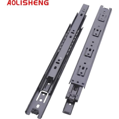 AOLISHENG two section slide rail middle pull guide railcomputer desk drawer slide Silent buffer damping slideway rail