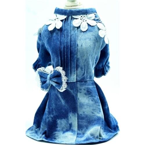 Dog Denim Skirt Pet Summer Dog Clothes Cat Puppy Apparel Yorkshire Schnauzer Pomeranian Poodle Corgi Bichon Costume Pet Outfit L