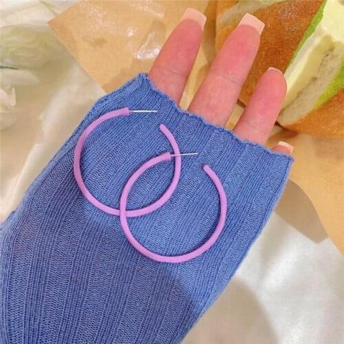 Purple Hoop Earrings for women Alloy Korean Geometric Circle Earrings Wedding Party Fashion Jewelry Wholesale Gift