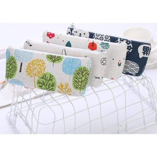 1@#Cartoon Kawaii Iron Tower Pencil Case Canvas Cosmetic Bag School Office Supplies Document Bag File Folder Stationery