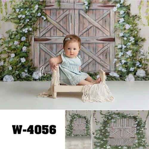 Art Painting Watercolor Garden Wood Door Floral Background Photography Backdrops Photocall Portrait Backdrop For Taking Pictures