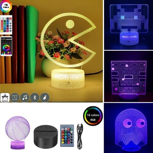 Game Figure Pacman LED Night Light for Children Bedroom 3d Vision Table Nightlight Kids Birthday Christmas Gifts Lampara