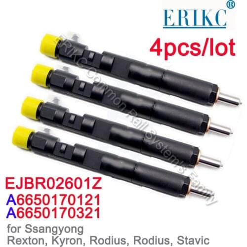 4PCS EJBR02601Z Common Rail Injector EJB R02601Z Euro 3 Engine Sprayer Ssangyong A6650170121 For Kyron /Kyron/Rexton