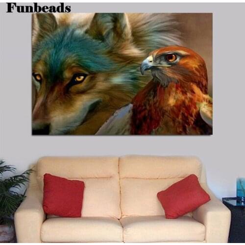 5D square diamond painting Wolf Eagle DIY diamond embroidery round diamond mosaic art wall stickers decor,drop shipping FF101