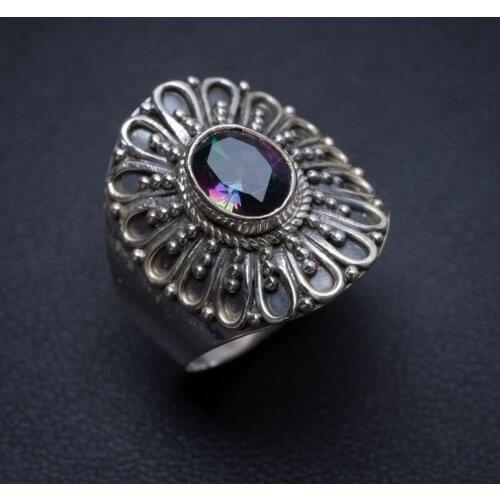 Natural Mystical Topaz Handmade Mexican 925 Sterling Silver Ring, US Size 7.75 S2876