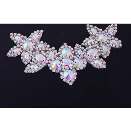 16.5cm Sew On Glass Rhinestone Applique Accessory Crystals Stones Patches for Clothes Wedding Evening Dress decoration art craft