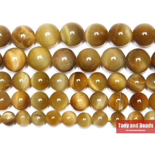 Natural Stone Gold Tiger Eye Agates Round Loose Beads 15" Strand 6 8 10 12 MM Pick Size