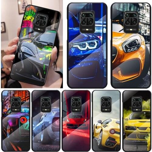 Fashion Sports car For Xiaomi Redmi K40 K30 K20 9T 9C 9A 9 8A 7 Pro Plus Tempered Glass Luxury Cover Phone Case