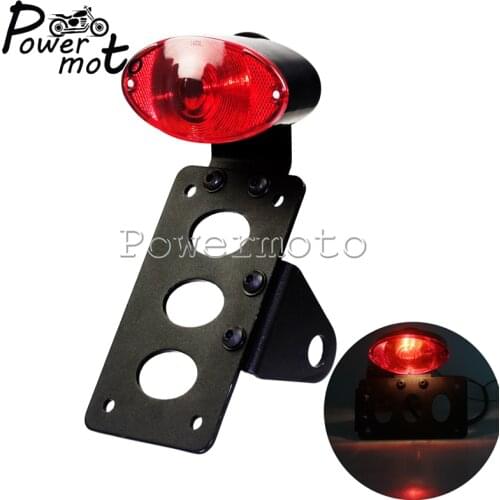 Motorcycle Side Mount License Plate/Tail Light Bracket Stop Brake Lamp For Harley Cafe Racer Scrambler Bobber Chopper