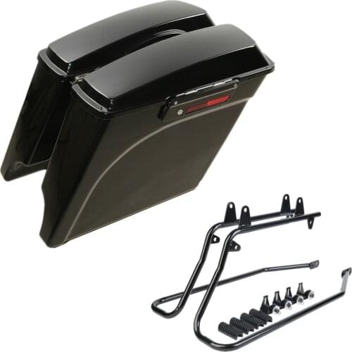 Motorcycle 5" Stretched Saddlebags Conversion Brackets For Harley Softail Bad Boy Fatboy 1986-2013