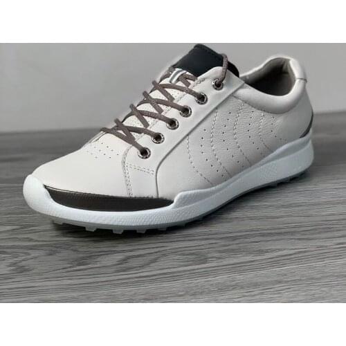 Mens Golf Shoes Outdoor Non-Slip Breathable Sports Shoes Genuine Leather Golf Sneakers Black White 39-44