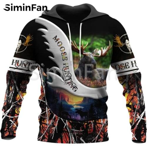 Cool Moose Hunting Men 3D Print Casual Hoodies Harajuku Pullover Unisex Hood Sweatshirt Jacket Hip-Hop Women Autumn Streetwear 6