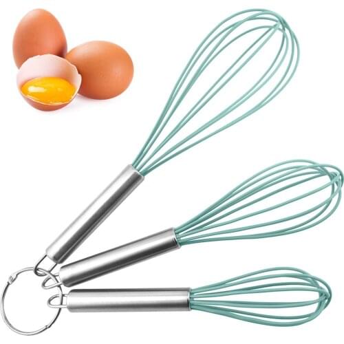Silicone Whisk Set 3 Pack 8"+10"+12", Kitchen Cooking Foamer Wisk Drink Whisk Hand Egg beate Mixer for Blending Stirring Beating