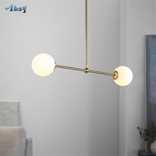 Nordic Magic Beans 2 Heads Pendant Lights Luxury living room decoration dining room hang lamp glass ball led gold light fixtures