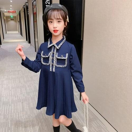 Girls Solid Dress 2020 New Kids Dresses Party College Princess Dress Fashion Children Clothing Dress for Girls 4 6 8 10 12 Years