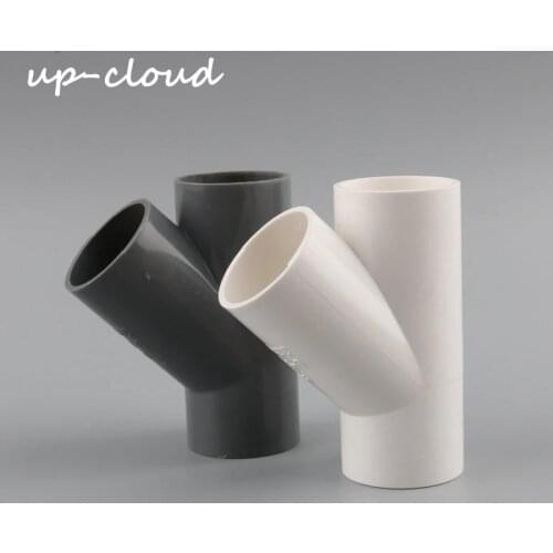 1pc 32mm 40mm PVC Pipe 3 Way connector Garden Irrigation 1 inch Y type Water Pipe Adapter Fish Tank 45 Degree Tilted Adapter