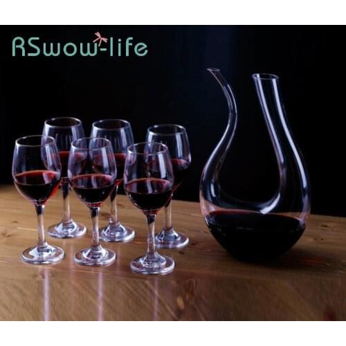 Glass Red Wine Bottle Bottling 1 Wine Glass 6 Family Restaurant Wine Gift Set For Household Wine Supplies