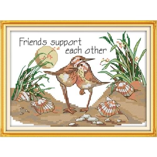 Help each other cross stitch kit cartoon 11ct count canvas stitches embroidery DIY handmade needlework plus
