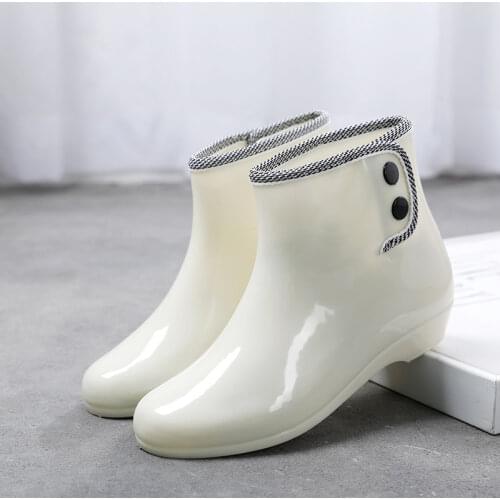 Rain Boots For Women Fashion Waterproof Footwear 2020 Woman Wedges Short Jelly Ankle Dot Print Rain Boot Non-slip Water Shoes