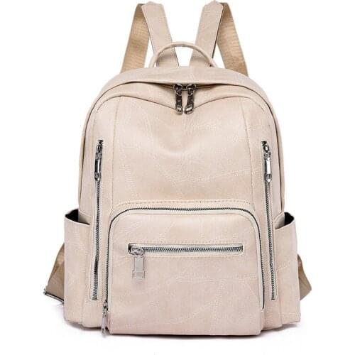 2021 Fashion Leather backpack Large Capacity womens fashion backpacks Multi Pockets Black backpack woman Big mochilas mujer