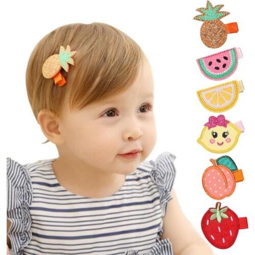 Cute 6PCS Fruits Fabric Hair Clips For Sweet Girls Handmade Hairpins Boutique Barrettes Headwear Kids Hair Accessories