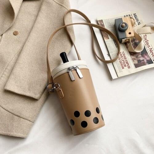 New Cartoon Cute Women Bag Creative Personality Funny Bottle Shoulder Bag Fashion Wild Chain Bag Soft Novelty PU Female Bag