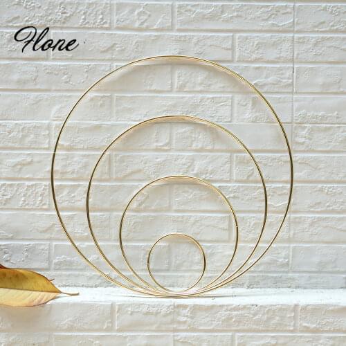 Wedding bride hand golden garland wire ring Mariage cake floral handmade dream catcher bride portable wreath big iron ring