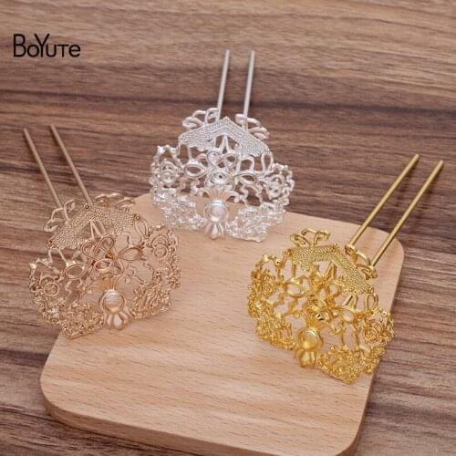 BoYuTe (2 Pieces/Lot) 49*47MM Zinc Alloy Flower Hair Fork Vintage Style Bridal Hair Accessories Diy Handmade Jewelry Materials