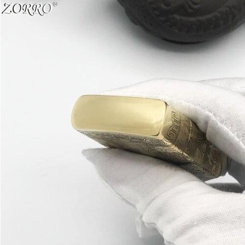 Zorro bronze ancient pattern kerosene lighter pure copper fine carving etching retro creative gift