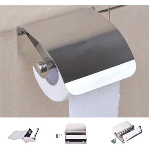 1pcs Stainless Steel Bathroom Toilet Paper Holder Roll Tissue Box Wall Mounted Holder Waterproof Bath Tissue Container Boxes