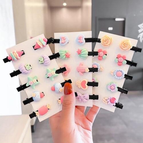 10PCS/Set New Girls Cute Colorful Cartoon Flower Hairpins Children Lovely Side BB Hair Clips Barrettes Fashion Hair Accessories