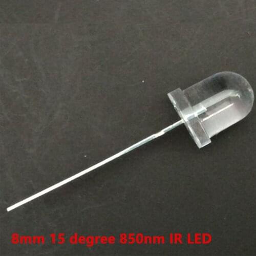 10PCS/LOT 15degrees 8mm 850nm IR LED Infrared Diode IR emitting LED Surveillance Accessory For security camera 12mil chip 80mA