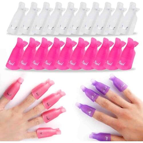 Plastic Nail Polish Remover Clip 10PCS UV Gel Lak Remover Wraps Nail Art Soak Off Cap Degreaser Cleaner Nails For Fingers Tools