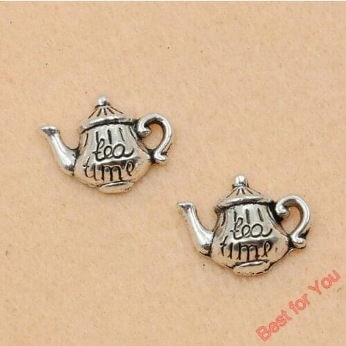 10pcs Tibetan Silver Tone Vintage Teapot Charms Pendants Handmade Jewelry Diy Jewelry Making Craft 14x19mm