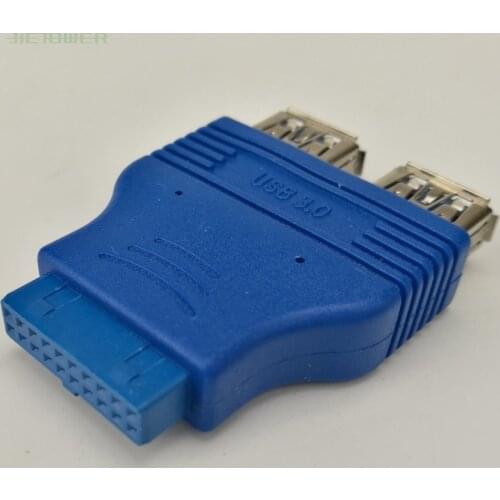 100pcs/lot Dual Port USB 3.0 To Motherboard Mainboard Internal 20pin Header Adapter 20-pins To 2 USB A Female Adapter Converter