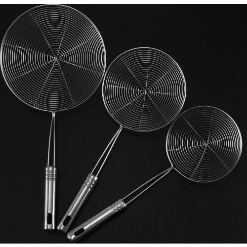 3pcs Mesh Stainless Steel Skimmer Strainers Spiral Mesh Skimmer Spoon/ Ladle for Noodles/ Spaetzle/ Pasta/ Chips