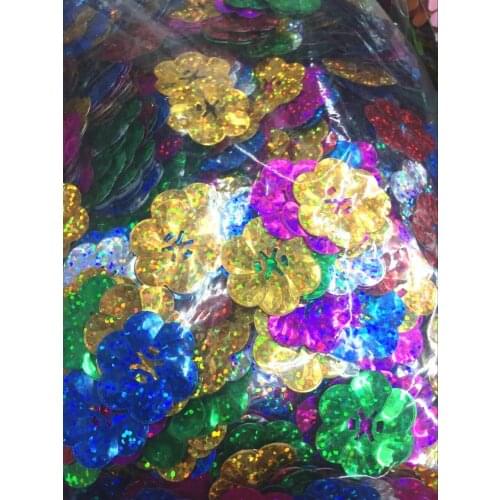 30g/lot Big Flower Sequins 25mm PVC Sequin Large Sequins Decoration Sewing DIY Mix Laser Colors Beautiful Plum Blossoms Hologram