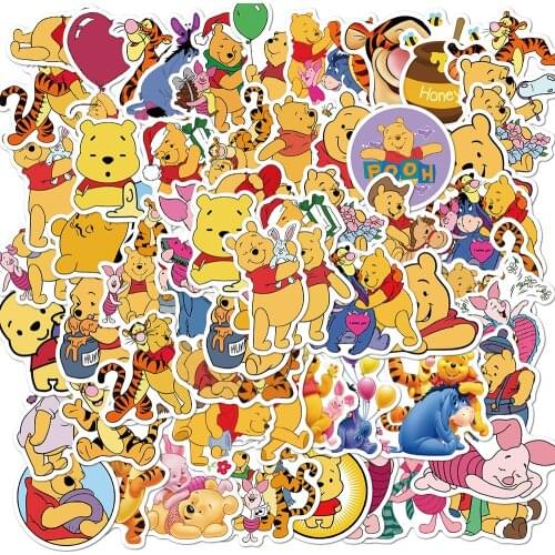 4-6cm Cartoon Can Be Wholesale Winnie The Pooh Graffiti Stickers Luggage Laptop Waterproof Without Leaving Glue Stickers Toys