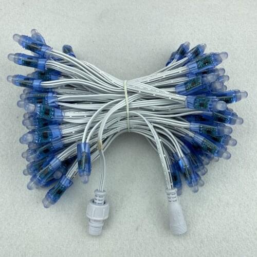 6 inches(15cm)100pcs/set DC12V bullet 12mm WS2811 RGB led pixel node,WHITE 18AWG)wire,IP68;with 0.2m 13.5mm pigtail