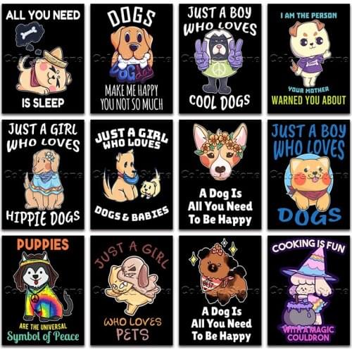 New Diamond painting Cartoon Text dog puppy animal 5D DIY Full Square Drill embroidery Cross stitch 3D Round mosaic Drawing 1023