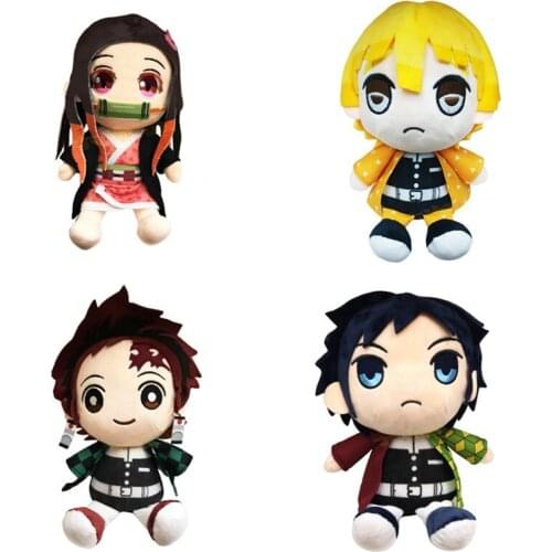 Anime Demon Slayer 25CM Kamado Tanjiro Nezuko Agatsuma Zenitsu Rengoku Kyoujurou Soft Plush Pillow Doll Children Toy Gifts