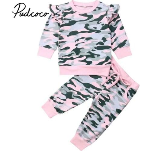 Brand Baby Girls Camouflage Casual Pullover Sweatshirt And Pants Set Kids Clothing 2019 Spring Wear Long Sleeve Girls Clothes