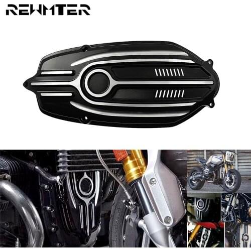 Motorcycle Black Front Engine Case Cover Plate Protection Aluminum For BMW R NineT 2014-2018 Racer Pure 2016 2017 2018