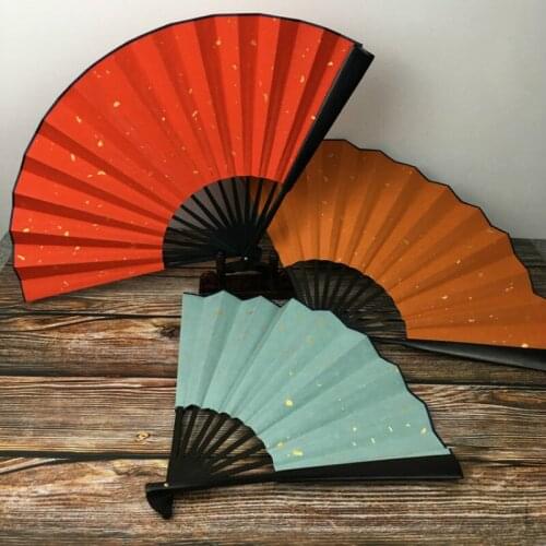 DIY Blank Paper Hand Fan Classical Golden Foils Xuan Paper Fan Colorful Chinese Brush Calligraphy Painting Fan DIY Art Supply