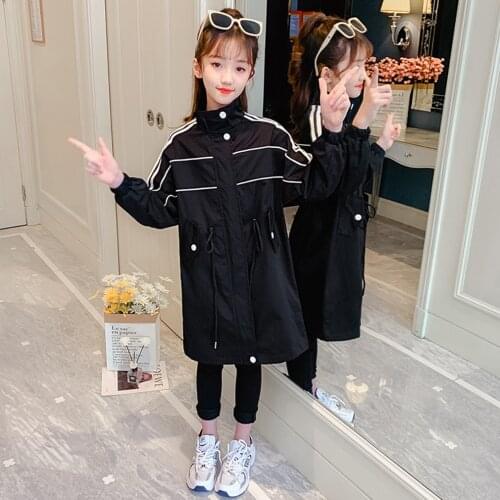 2021 Korean Leisure Girl Online Celebrity Foreign Style Long Brace Trench Coat