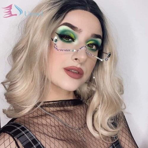 Uenel Long wavy Wig Pink Bob Wig with Air Bang Fluffy Curly Wavy Hair Wigs for Girl Synthetic Cosplay Party Wigs for Women