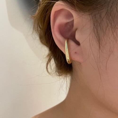 French Vintage Personality Design Without Piercing Metal Gold Simple Hook Ear Clip For Women Fashion Earrings Jewelry Gift