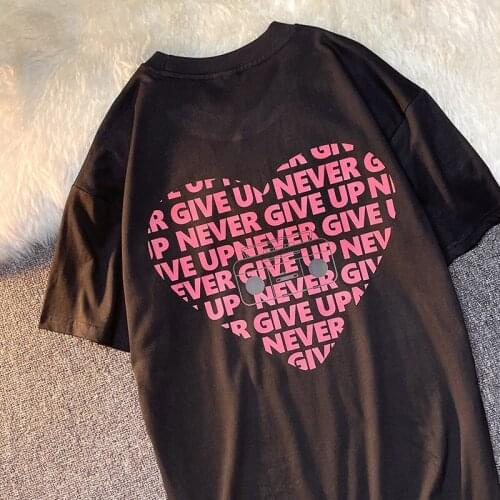 Printing T-shirt Summer Short-Sleeved Round Neck Mens Fashion Loose Cotton All-match Style INS Lovers Student BF