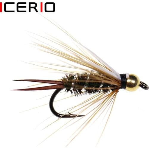 ICERIO 6PCS Brass Bead Head Prince Nymph Trout Fishing Fly Lure Baits